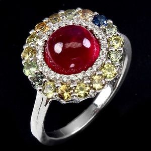 Classy Genuine Pigeon Blood Ruby & Sapphire Ring